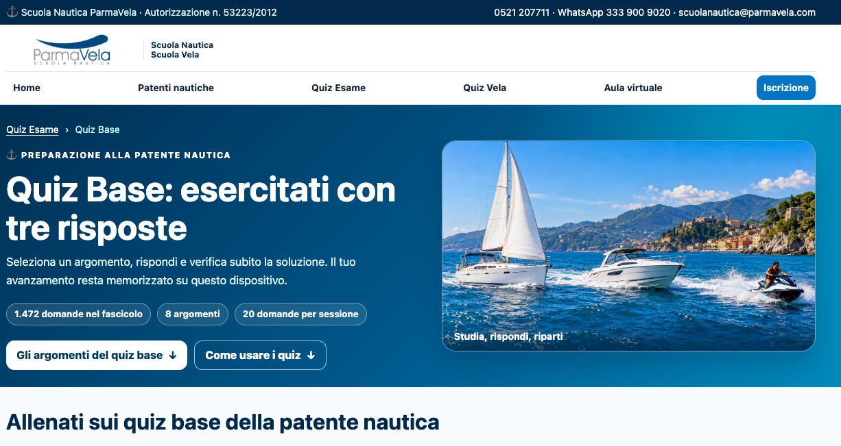 Parma Vela plus Corsi in diretta in aula e in mare